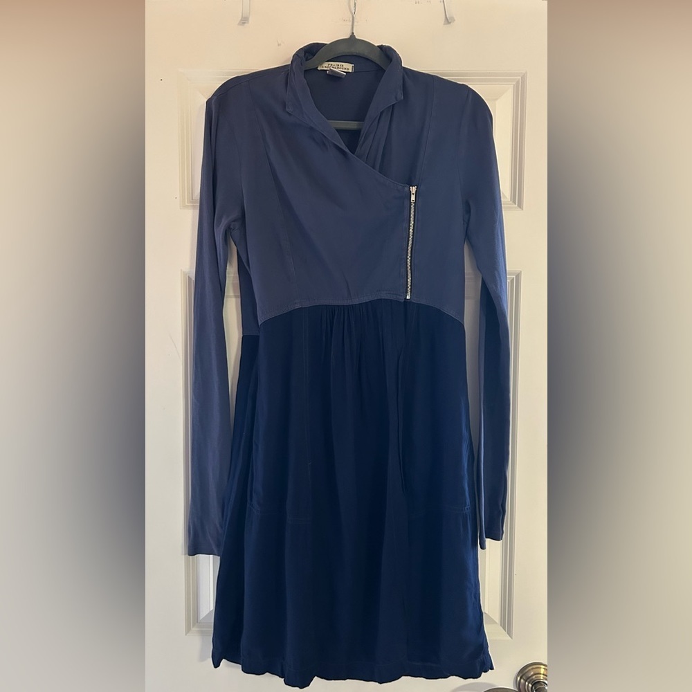 Prairie Underground Organic Cotton Wrap Dress Moto Zipper Pockets Size M